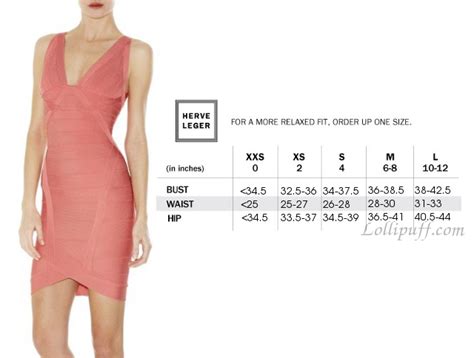 herve leger size chart